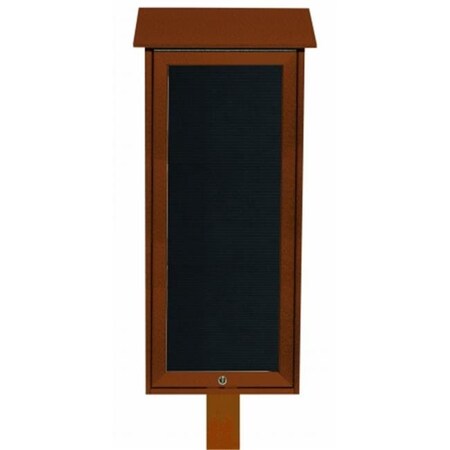 Aarco Aarco Products Inc. OPLD3416LSPP-5 Cedar Slimline Series Top Hinged Single Door Plastic Lumber Message Center with Letter Board - Post Included - 34 in.H x 16 in.W OPLD3416LSPP-5